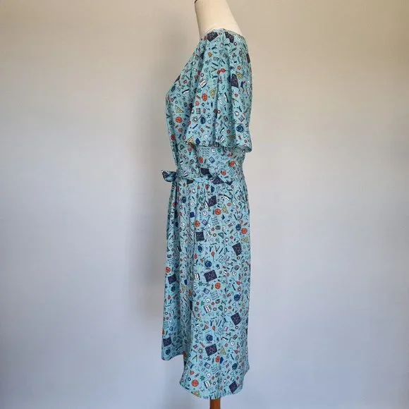 Lorraine LPD Multicolour Teacher Print Shift Dress with Belt Size 14 - Picture 4 of 10